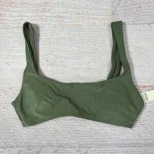 NEW Aerie Wide Strap Scoop Bikini Top Size S Green Removable Pads Swimwear NWT